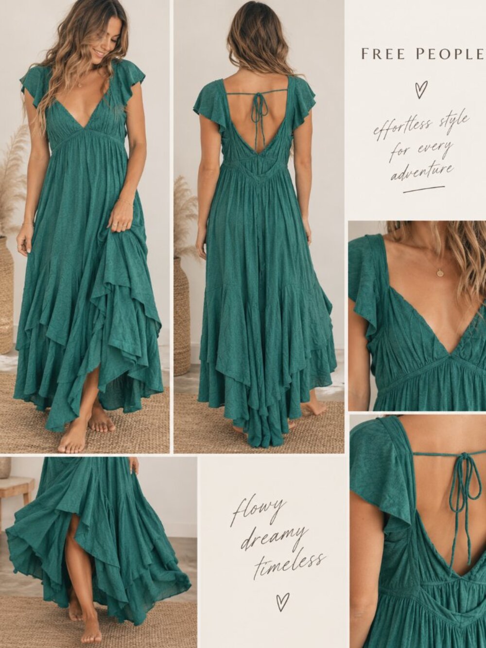 NWT Free People Aquamarine Midi Dress Open Back Size Small